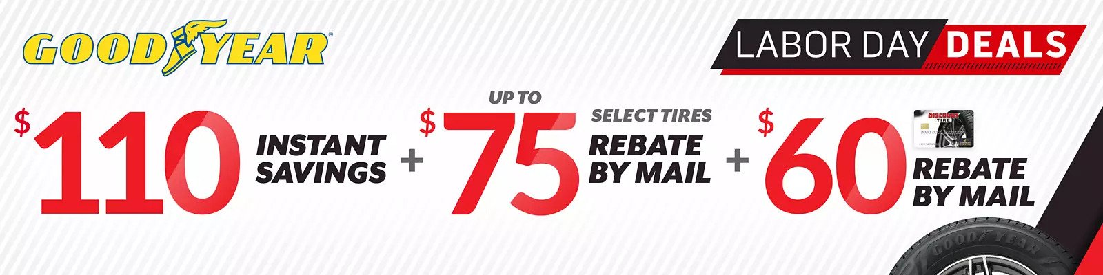 Goodyear tire rebate and discount for September 2021 with Discount Tire Direct